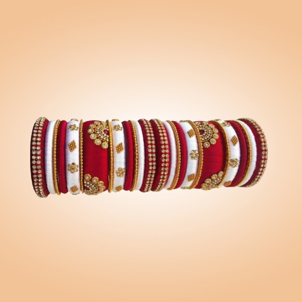 Silk Thread Bangles (Set of 18) - Kreate- Bangles & Bracelets