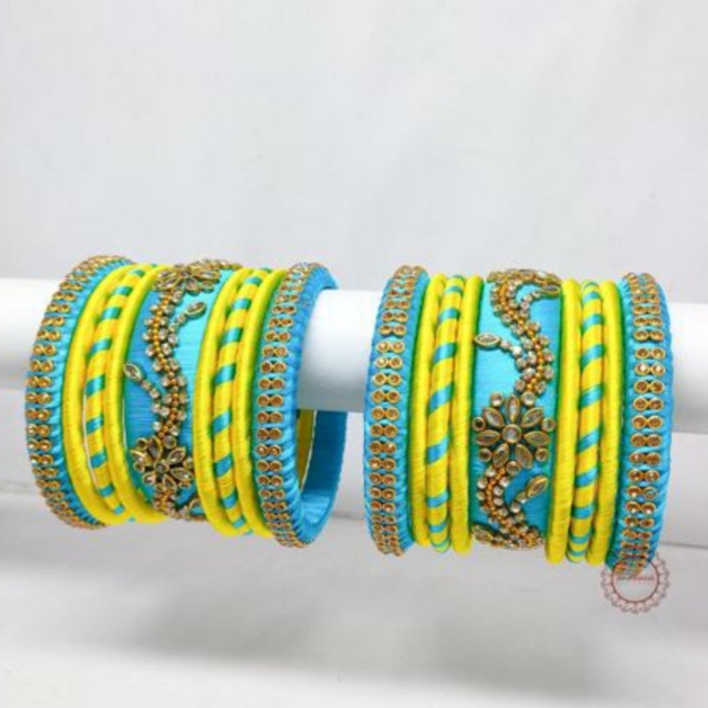 Silk Thread Bangles (Set of 20) - Kreate- Bangles & Bracelets
