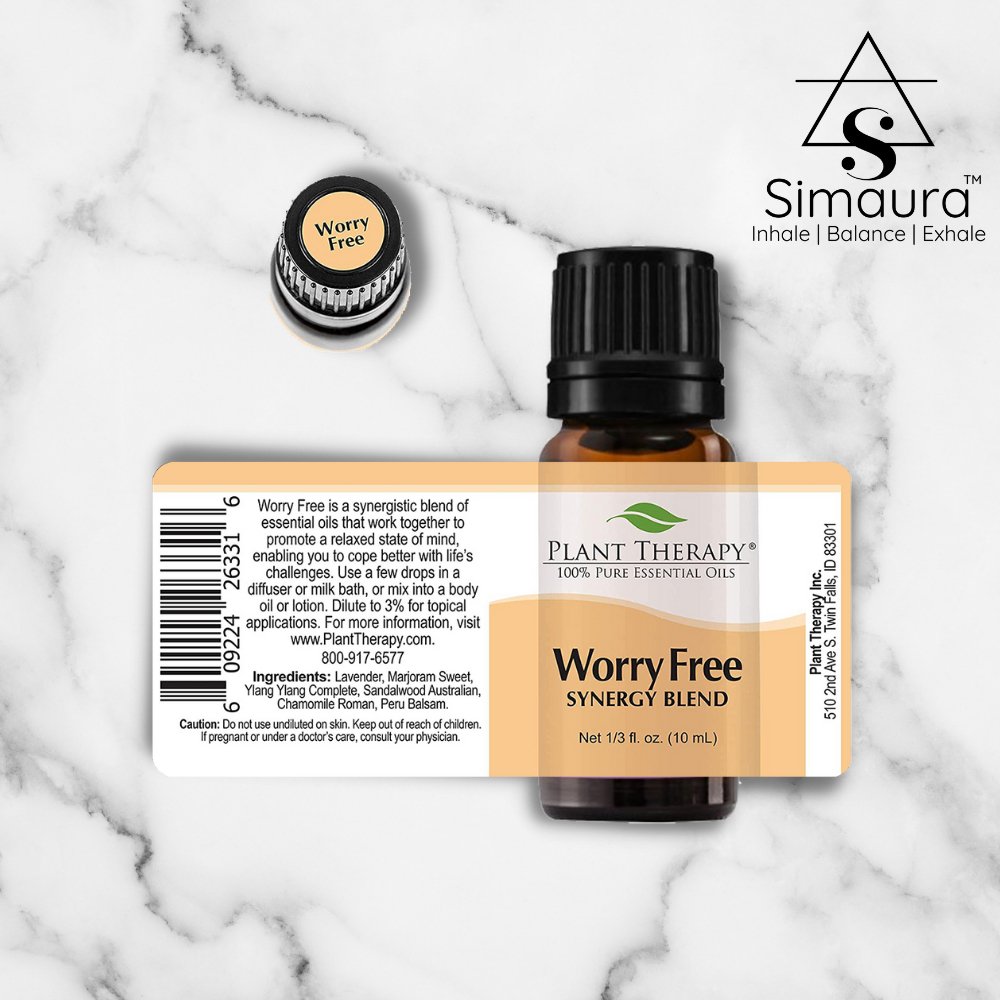 Simaura Plant Therapy Worry Free Essential Oil Blend (10ml) - Kreate- Anxiety & Stress Relievers