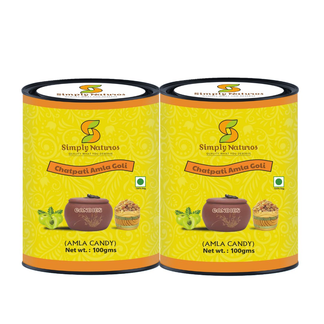 
                  
                    Simply Naturos Dry Chatpati Amla Candy (100g) - Pack of 2 - Kreate- Chocolates
                  
                