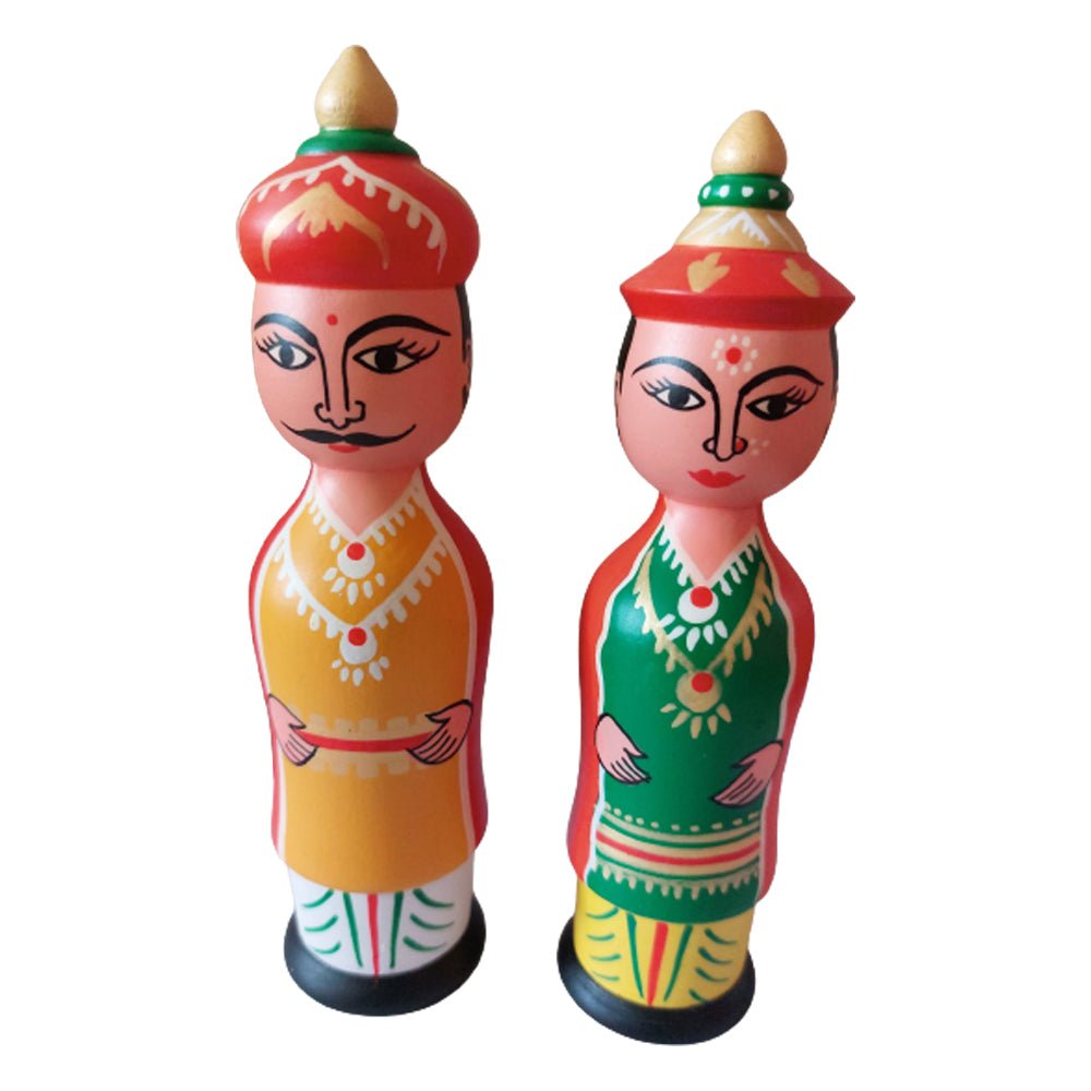 Siragugal Channapatna Wooden Raja Rani Dolls - Kreate- Table Decor