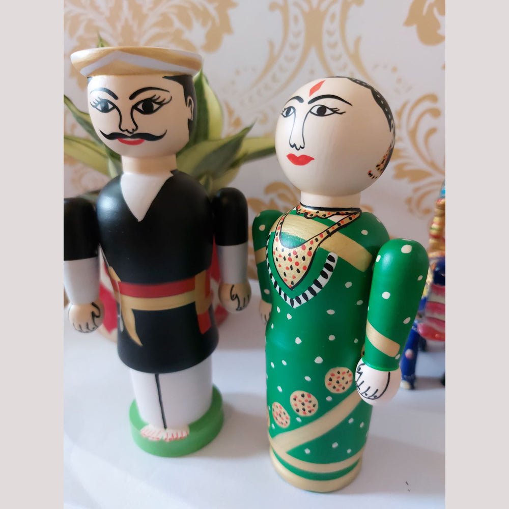 Siragugal Channapatna Wooden Raja Rani Dolls - Kreate- Table Decor