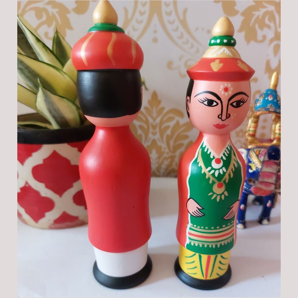 Siragugal Channapatna Wooden Raja Rani Dolls - Kreate- Table Decor