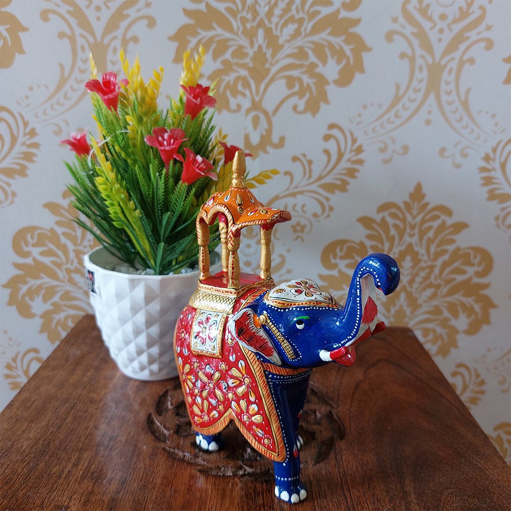 Siragugal Meenakari Metal Elephant Ambari Toy - Kreate- Showpieces