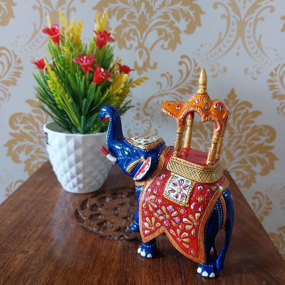 Siragugal Meenakari Metal Elephant Ambari Toy - Kreate- Showpieces