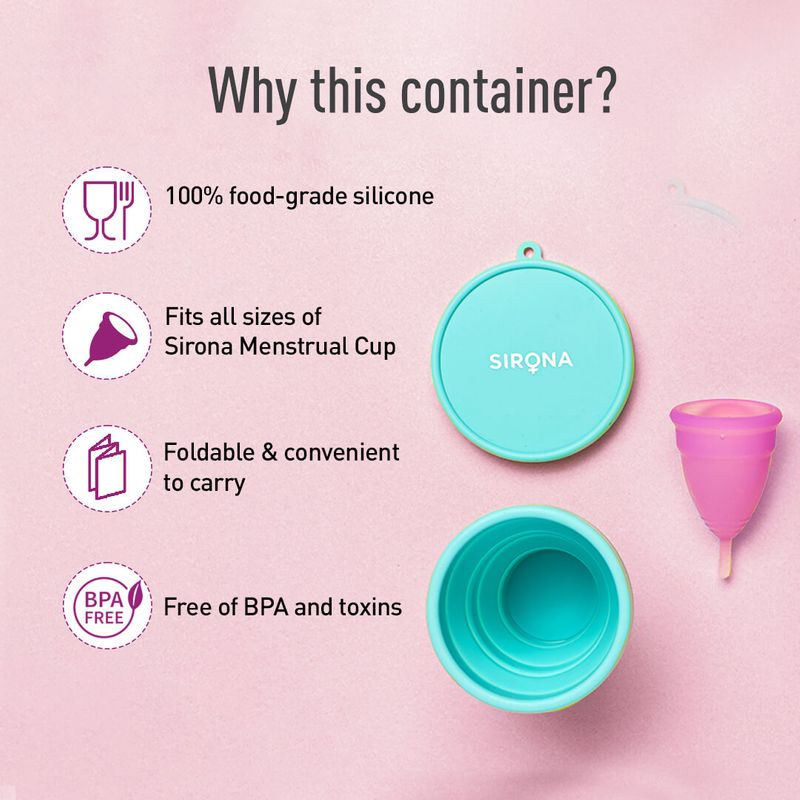 
                  
                    Sirona Collapsible Silicone Cup Foldable Sterilizing Container Cup for Menstrual Cup - Kreate- Menstrual Cups
                  
                