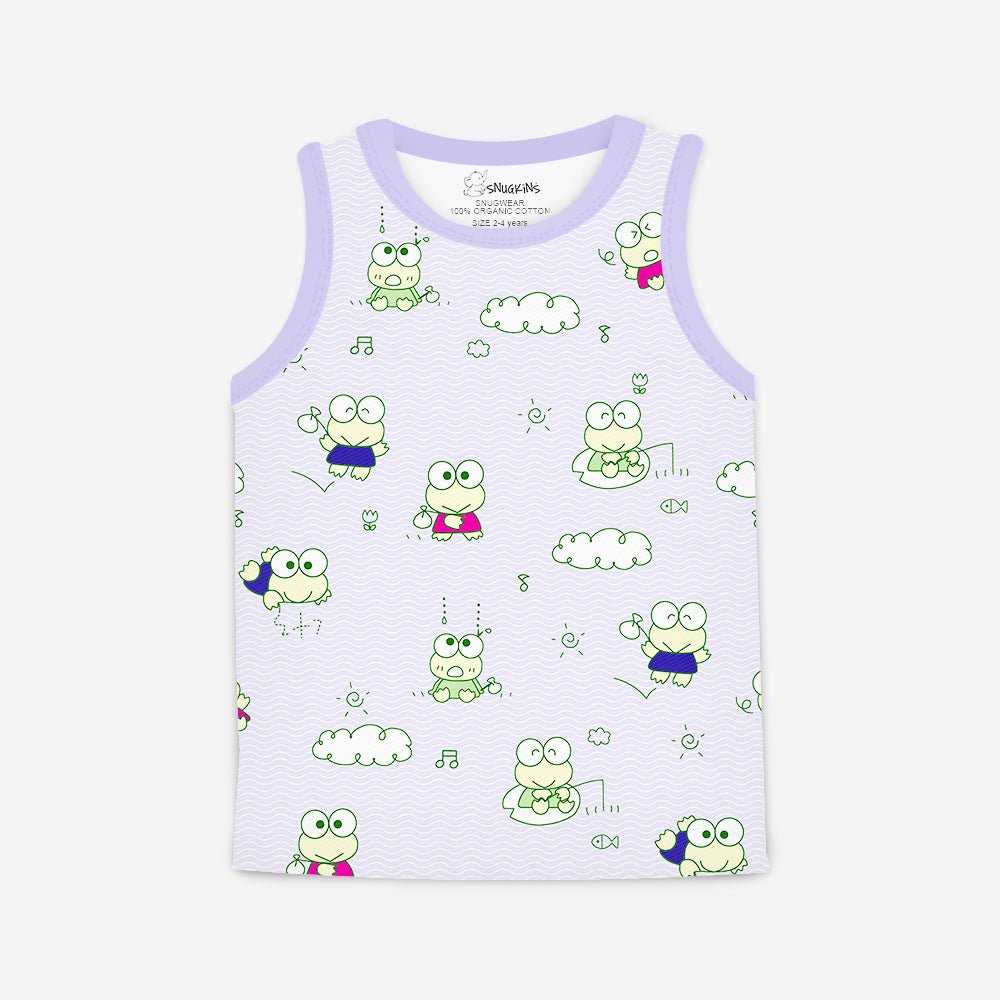 Snugkins Snugwear – Sleeveless T-Shirts Top and Shorts Set for Kids, Toddlers, Boys and Girls – Frog - Jumping Joy - Kreate- Clothing Sets