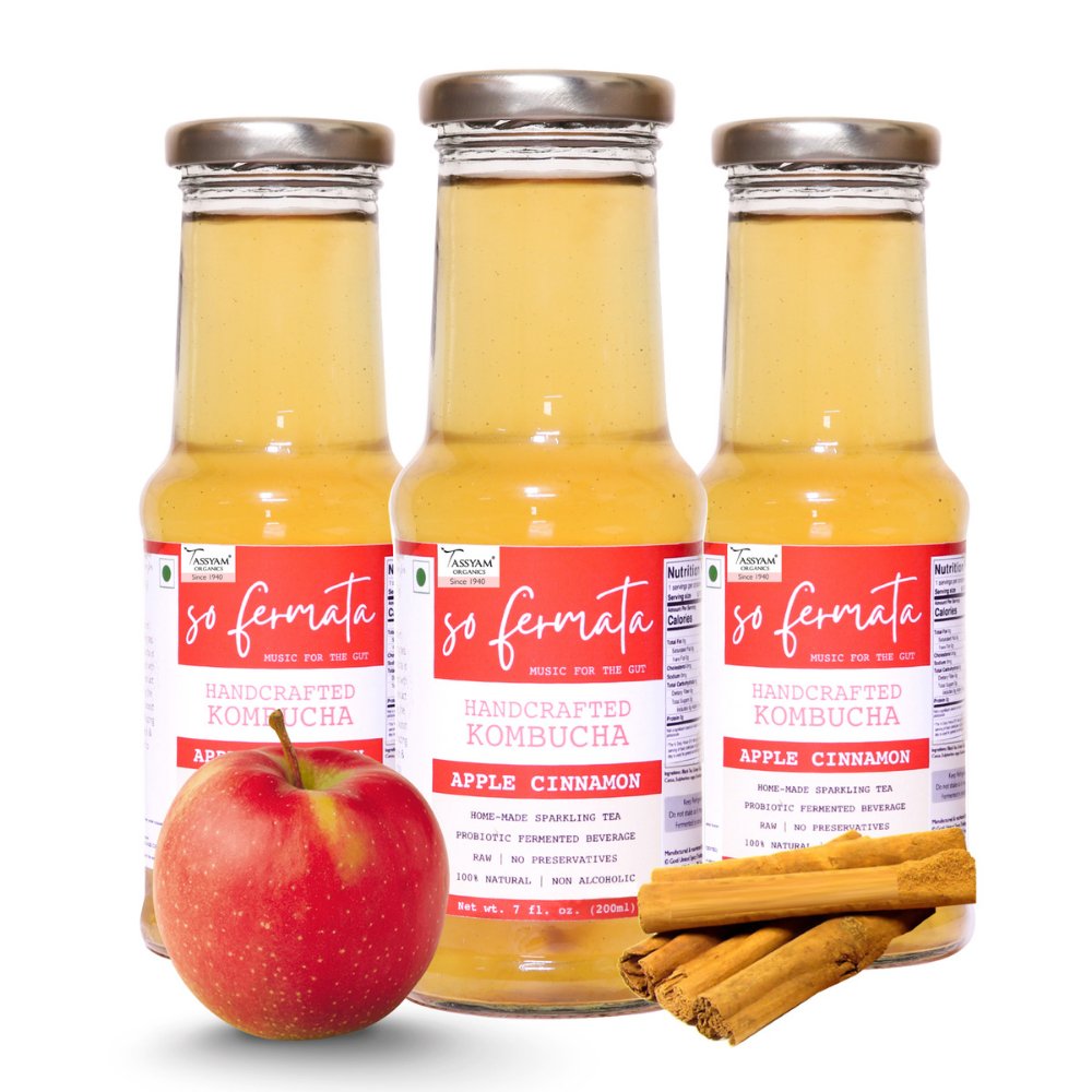 So Fermata Artisanal Kombucha, Fermented Tea, Apple Cinnamon (Set of 3) - Kreate- Kombucha