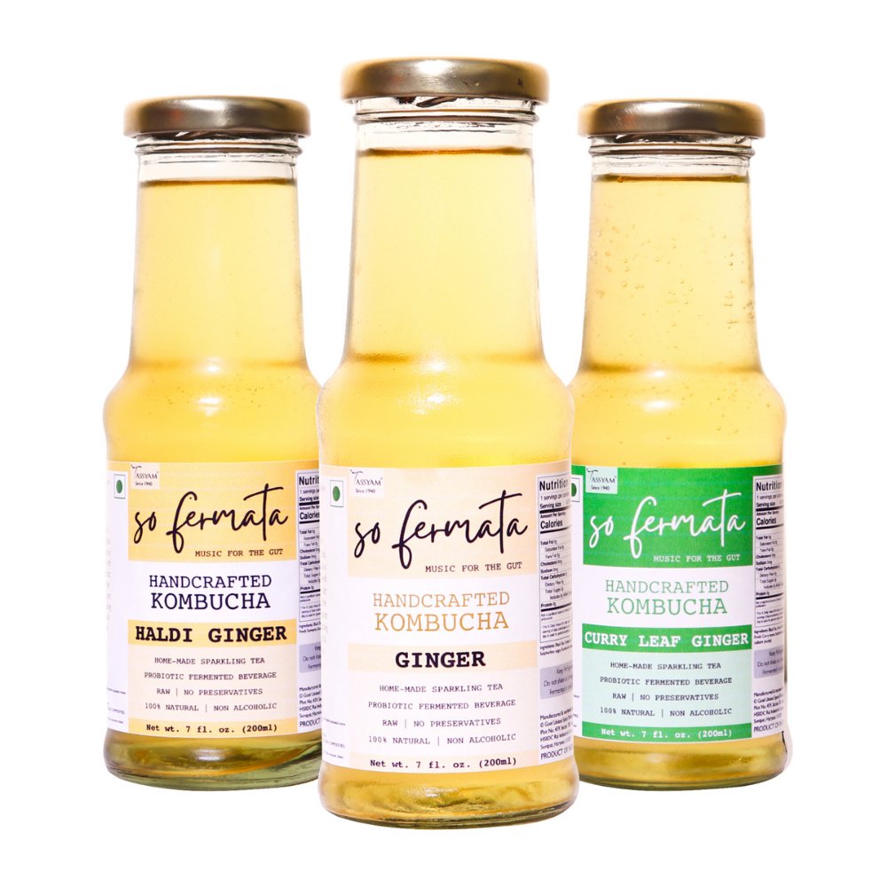 So Fermata Healthy Ginger Artisanal Kombucha Combo (Set of 3) - Kreate- Kombucha