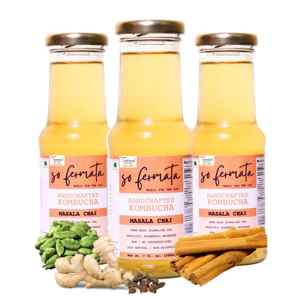 So Fermata Traditional Masala Chai Artisanal Kombucha Combo (Set of 3) - Kreate- Kombucha