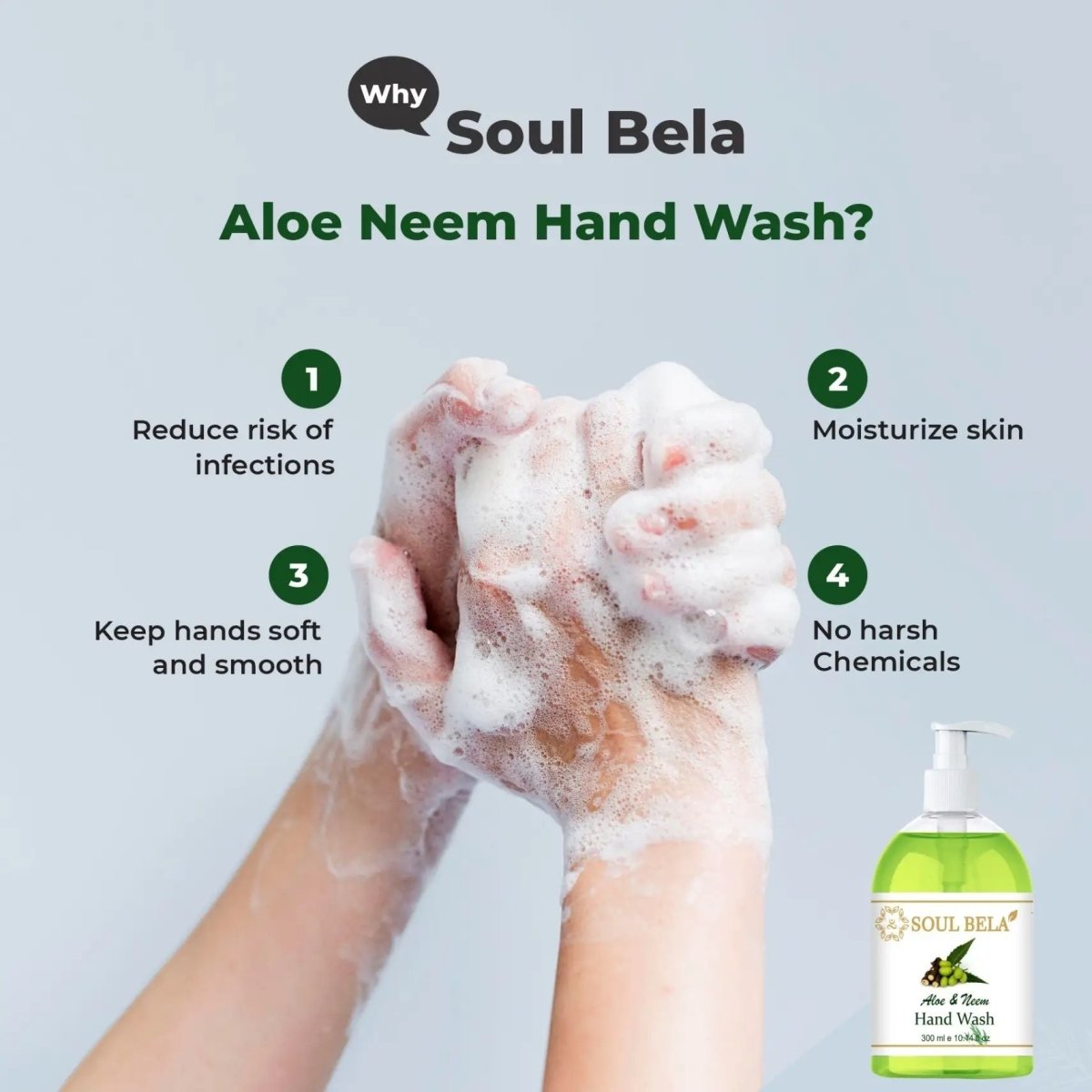 Soul Bela Aloe & Neem Hand Wash (300ml) - Kreate- Mani & Pedi