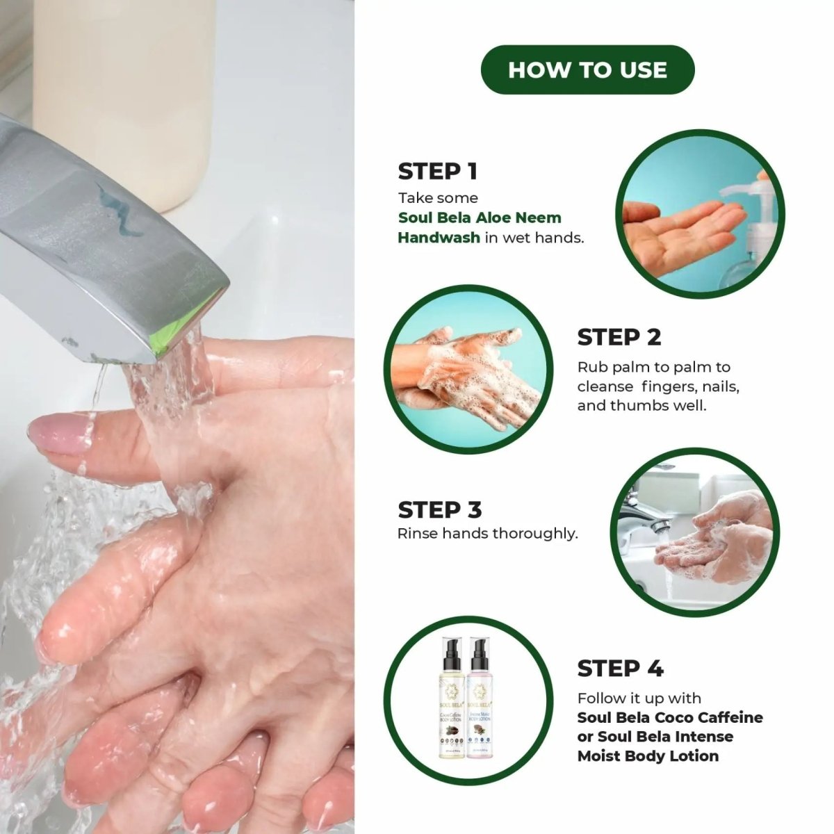 Soul Bela Aloe & Neem Hand Wash (300ml) - Kreate- Mani & Pedi