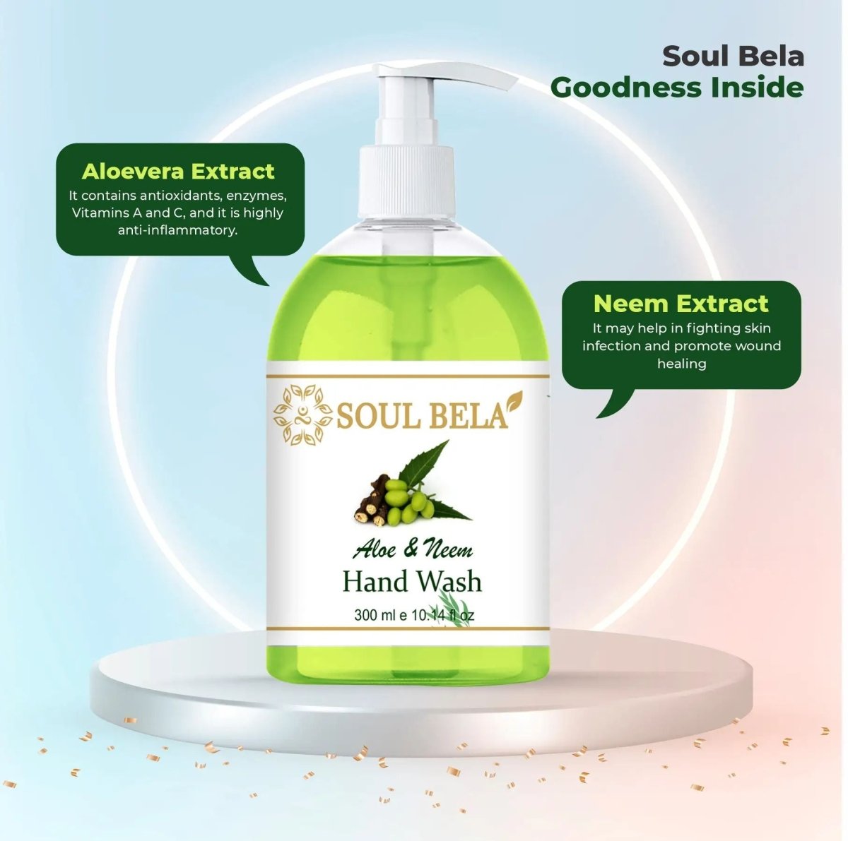 Soul Bela Aloe & Neem Hand Wash (300ml) - Kreate- Mani & Pedi