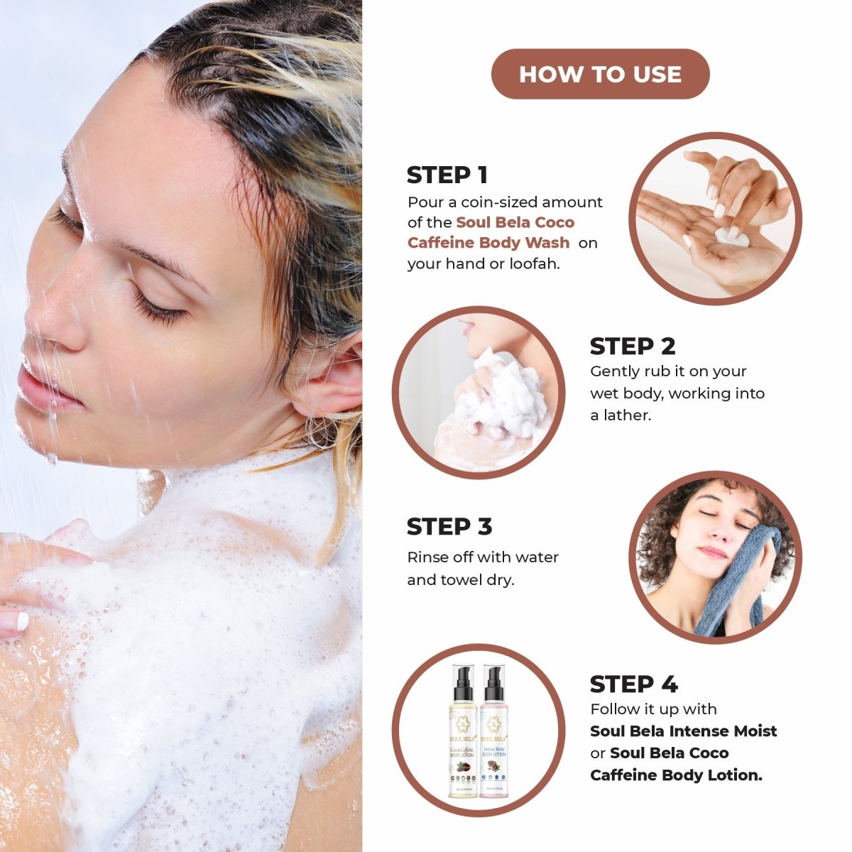 Soul Bela Cocoa Caffeine Body Wash (250ml) - Kreate- Body Wash