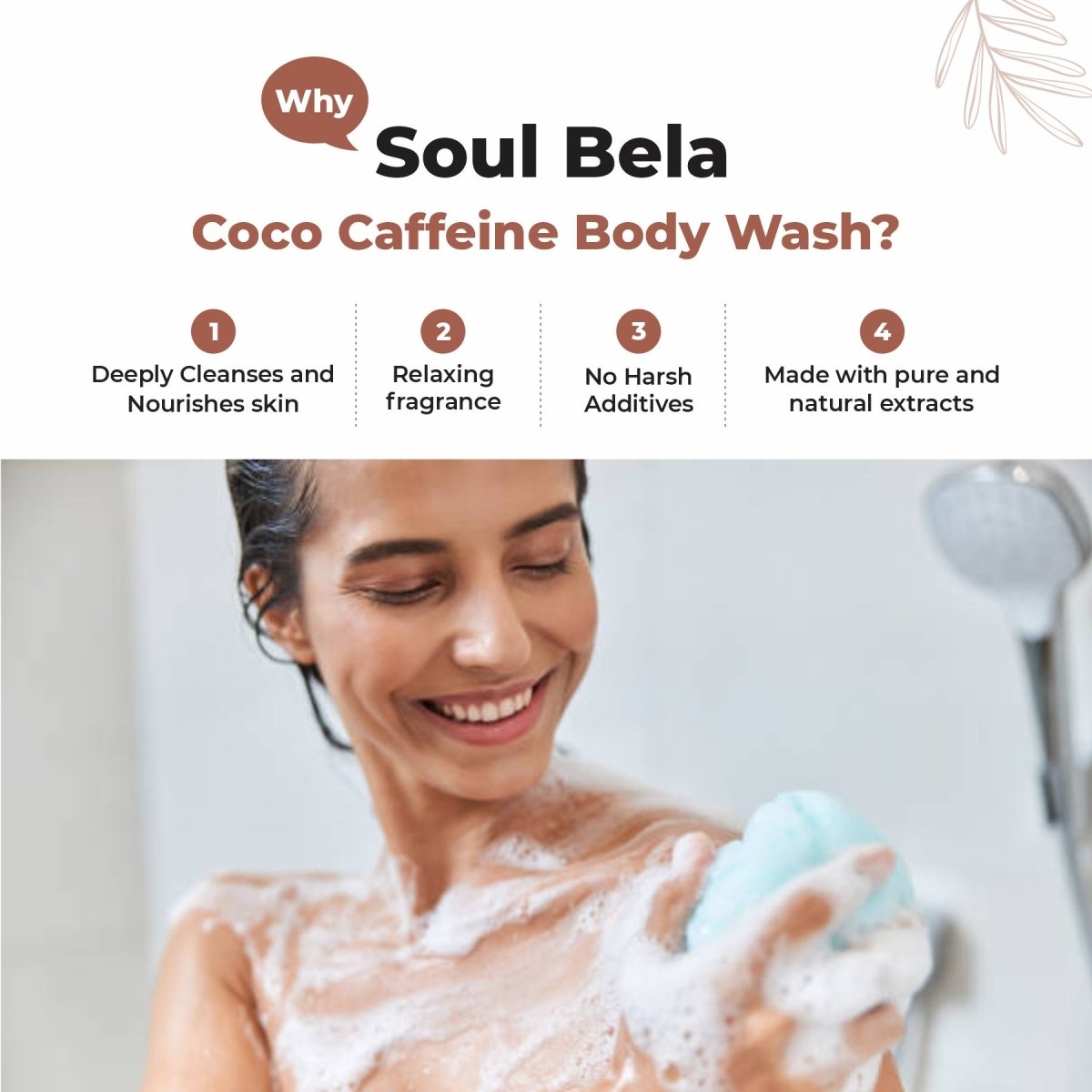 Soul Bela Cocoa Caffeine Body Wash (250ml) - Kreate- Body Wash