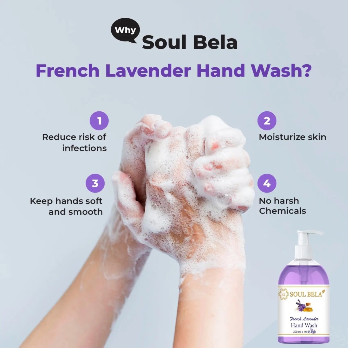 Soul Bela French Lavender Hand Wash (300ml) - Kreate- Mani & Pedi