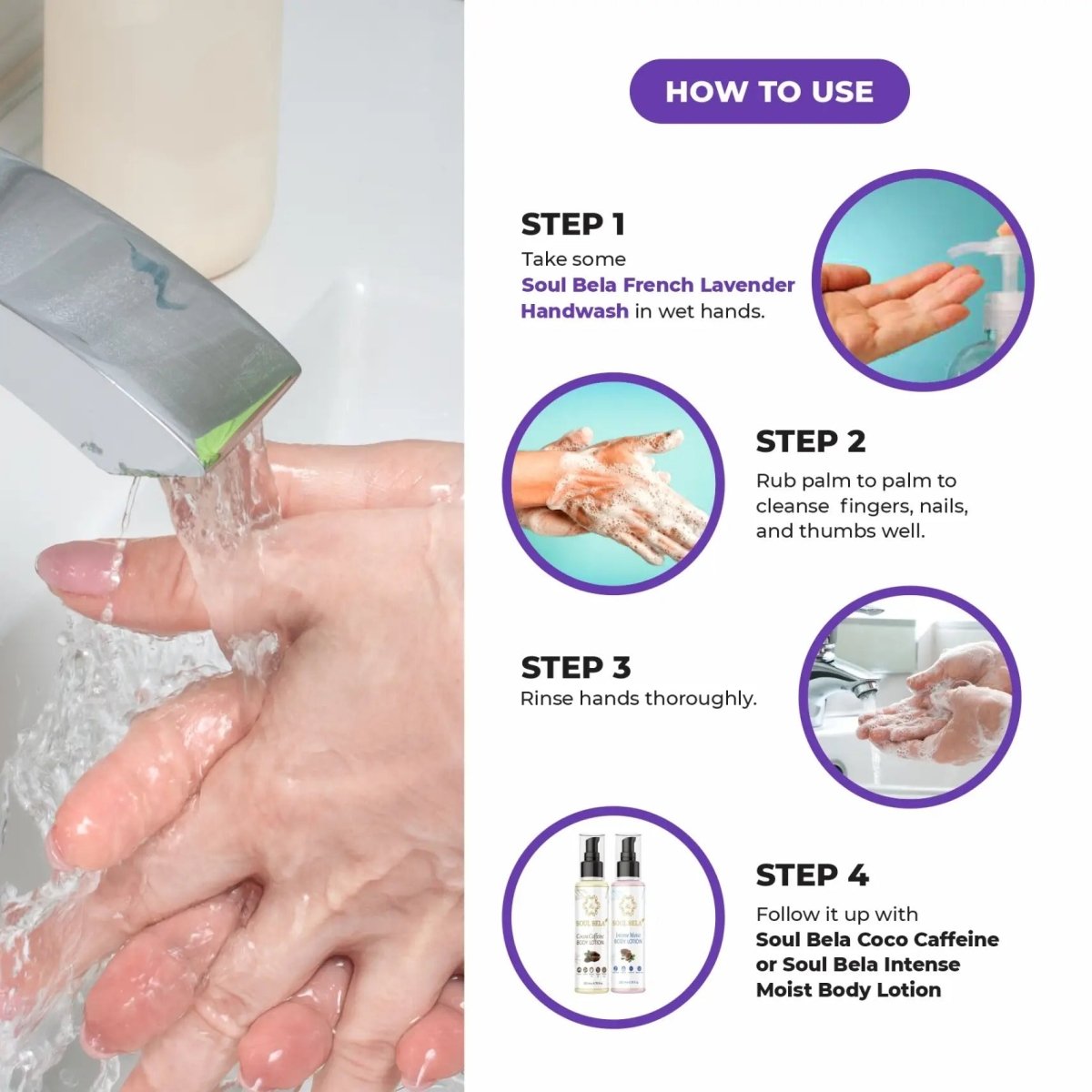 Soul Bela French Lavender Hand Wash (300ml) - Kreate- Mani & Pedi