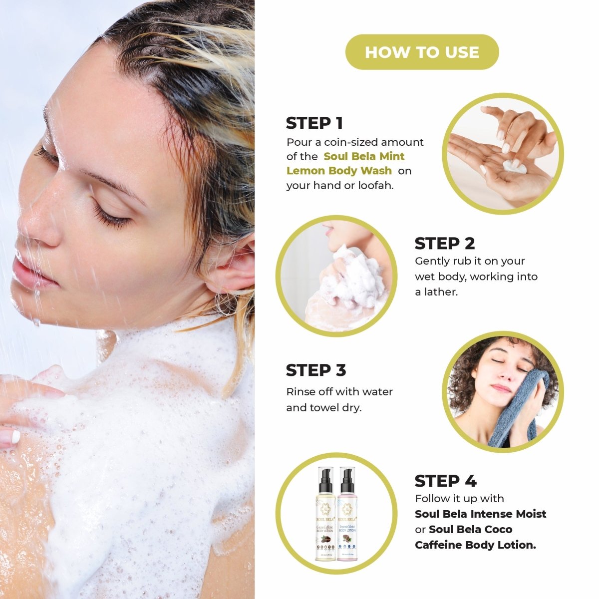 Soul Bela Mint Lemon Body Wash (250ml) - Kreate- Body Wash