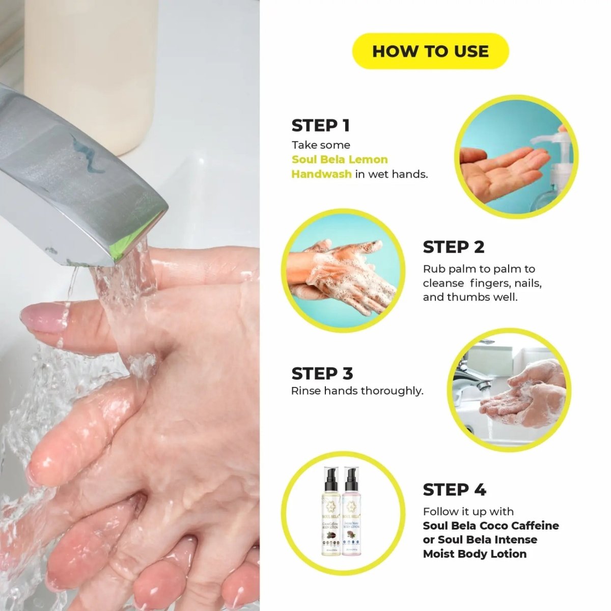 Soul Bela Mint Lemon Hand Wash (300ml) - Kreate- Mani & Pedi