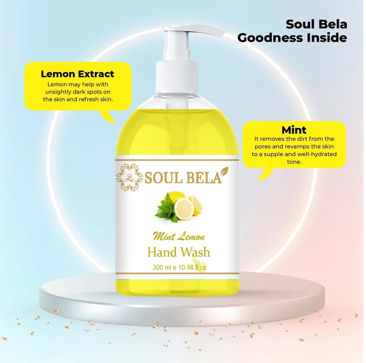 Soul Bela Mint Lemon Hand Wash (300ml) - Kreate- Mani & Pedi