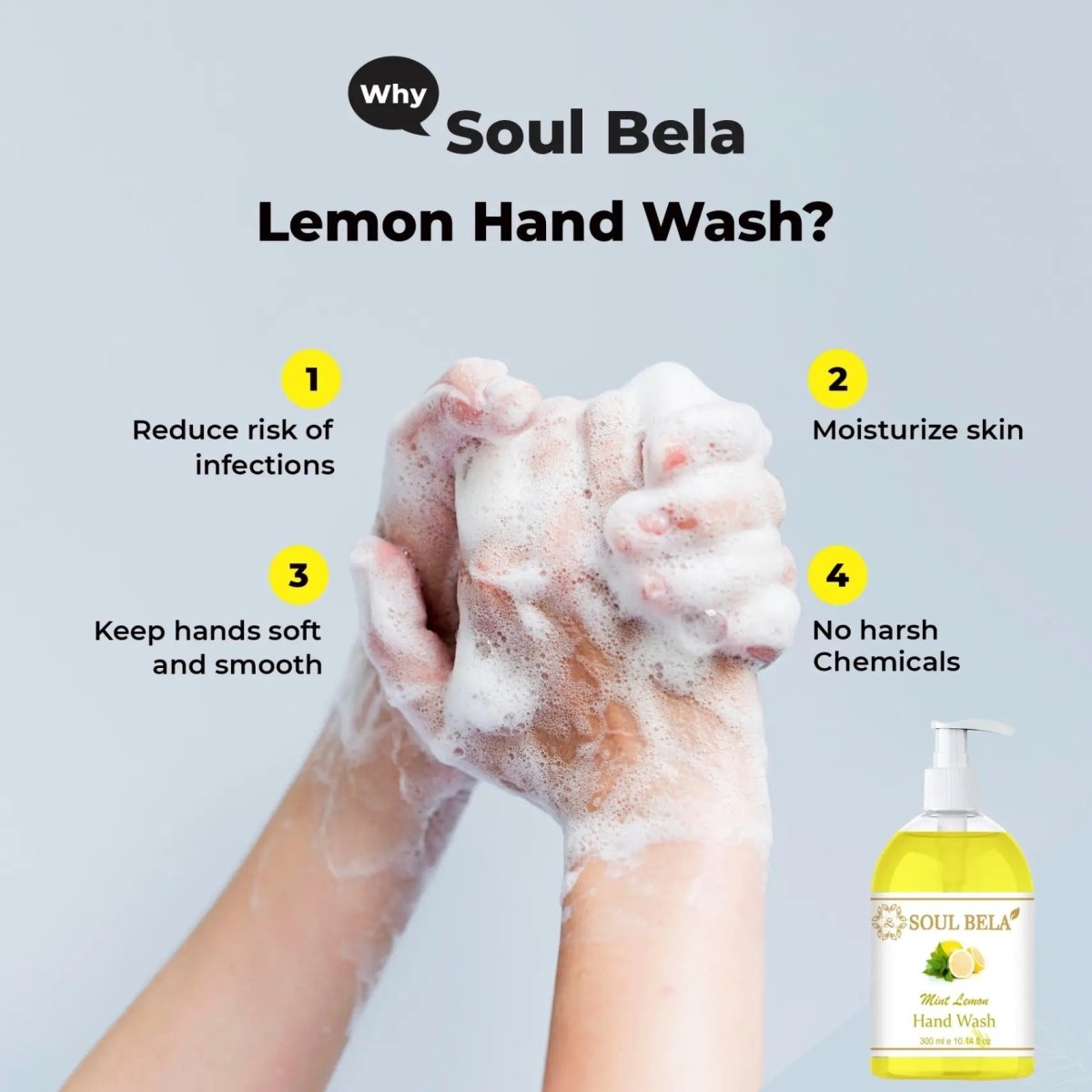 Soul Bela Mint Lemon Hand Wash (300ml) - Kreate- Mani & Pedi