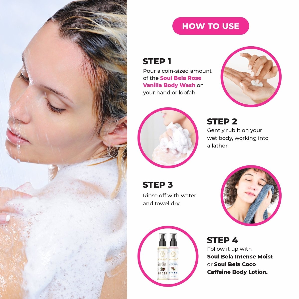 Soul Bela Rose Vanilla Body Wash (250ml) - Kreate- Body Wash