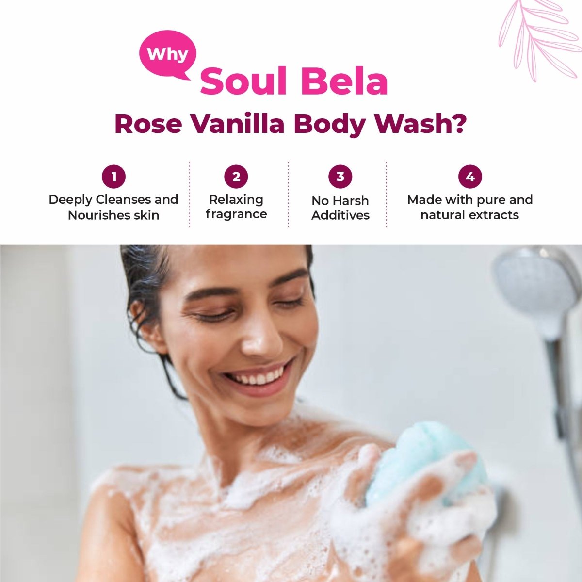 Soul Bela Rose Vanilla Body Wash (250ml) - Kreate- Body Wash
