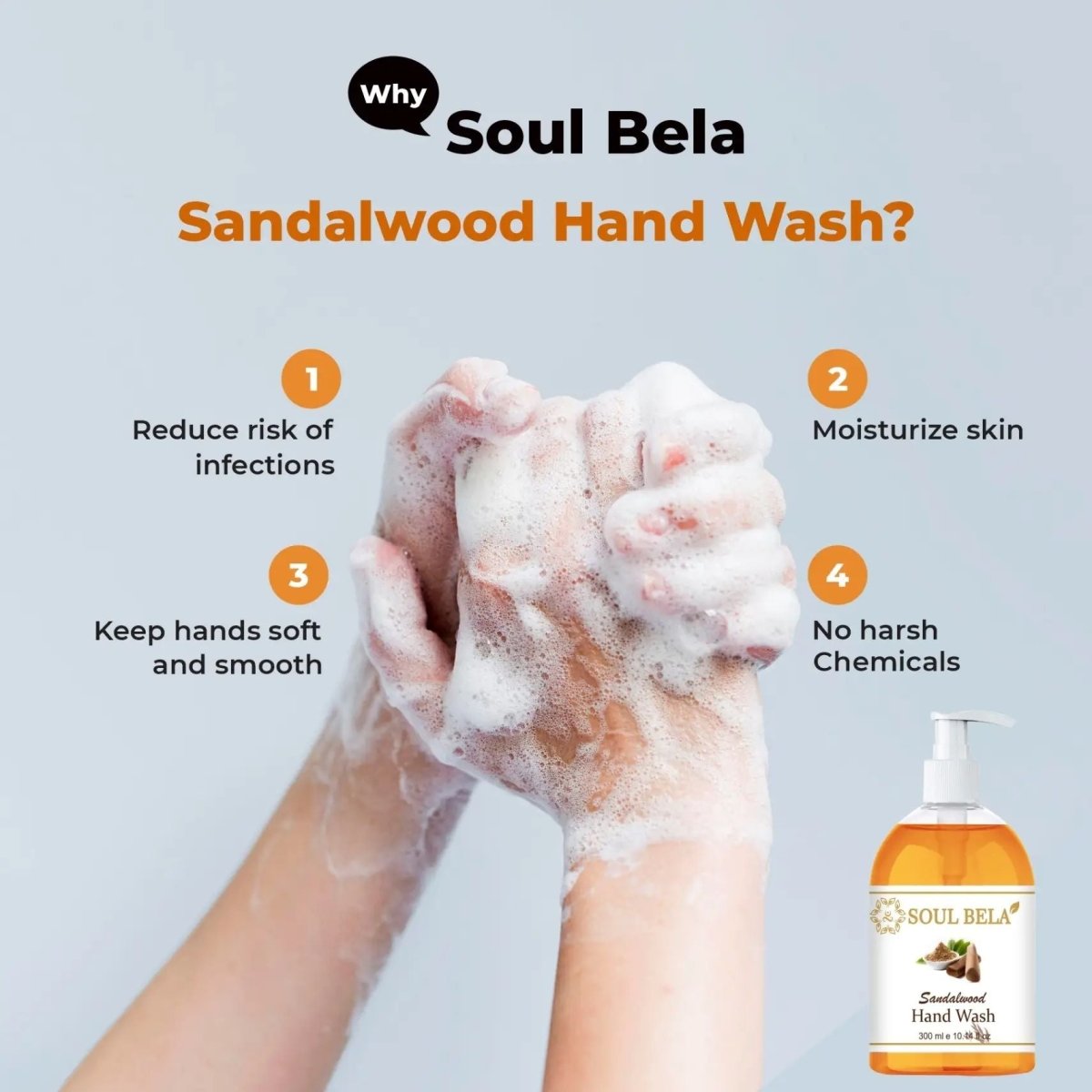 Soul Bela Sandalwood Hand Wash (300ml) - Kreate- Mani & Pedi