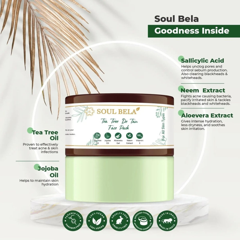 
                  
                    Soul Bela Tea Tree D-Tan Face Pack (200g) - Kreate- Facemasks
                  
                