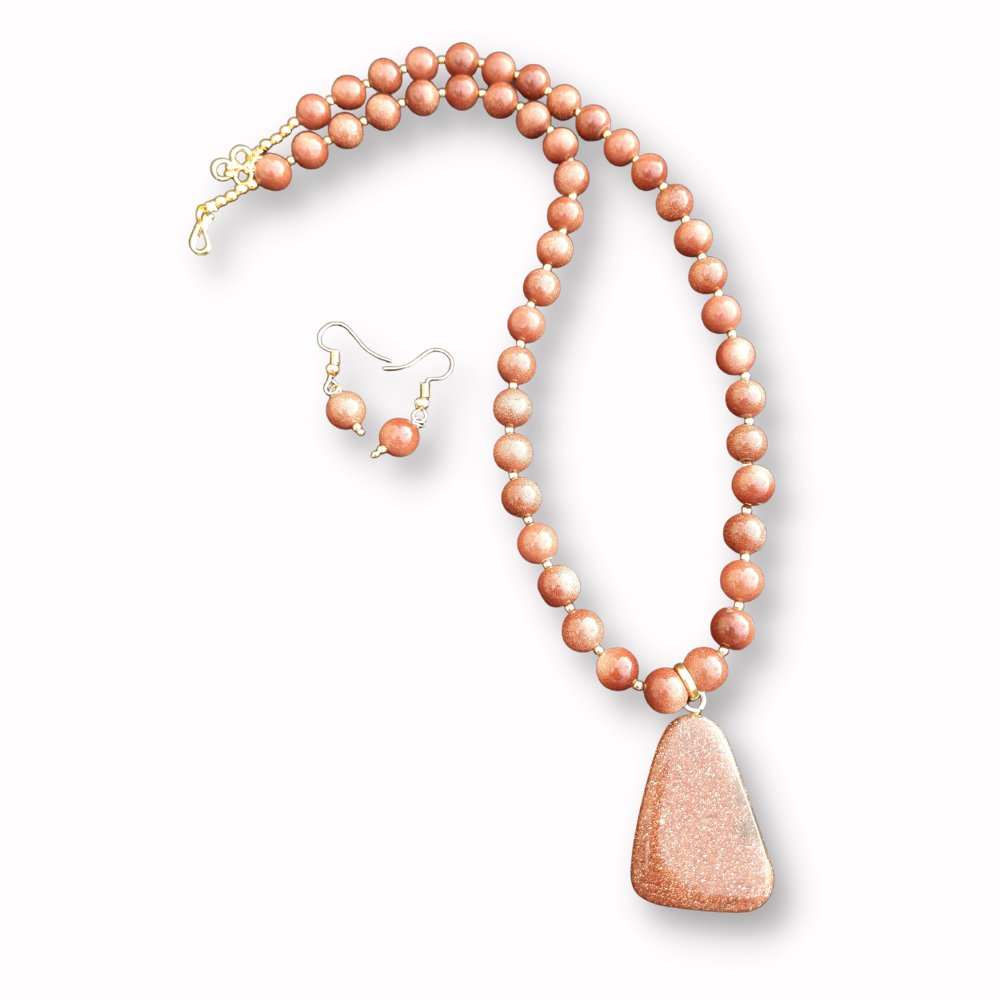 Sparkling Sunstone Beads Necklace Set - Kreate- Jewellery Sets