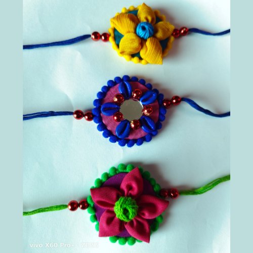 Special Fabric Rakhi Rakshabandhan Gift For Brother (Set of 3) - Kreate- Festive