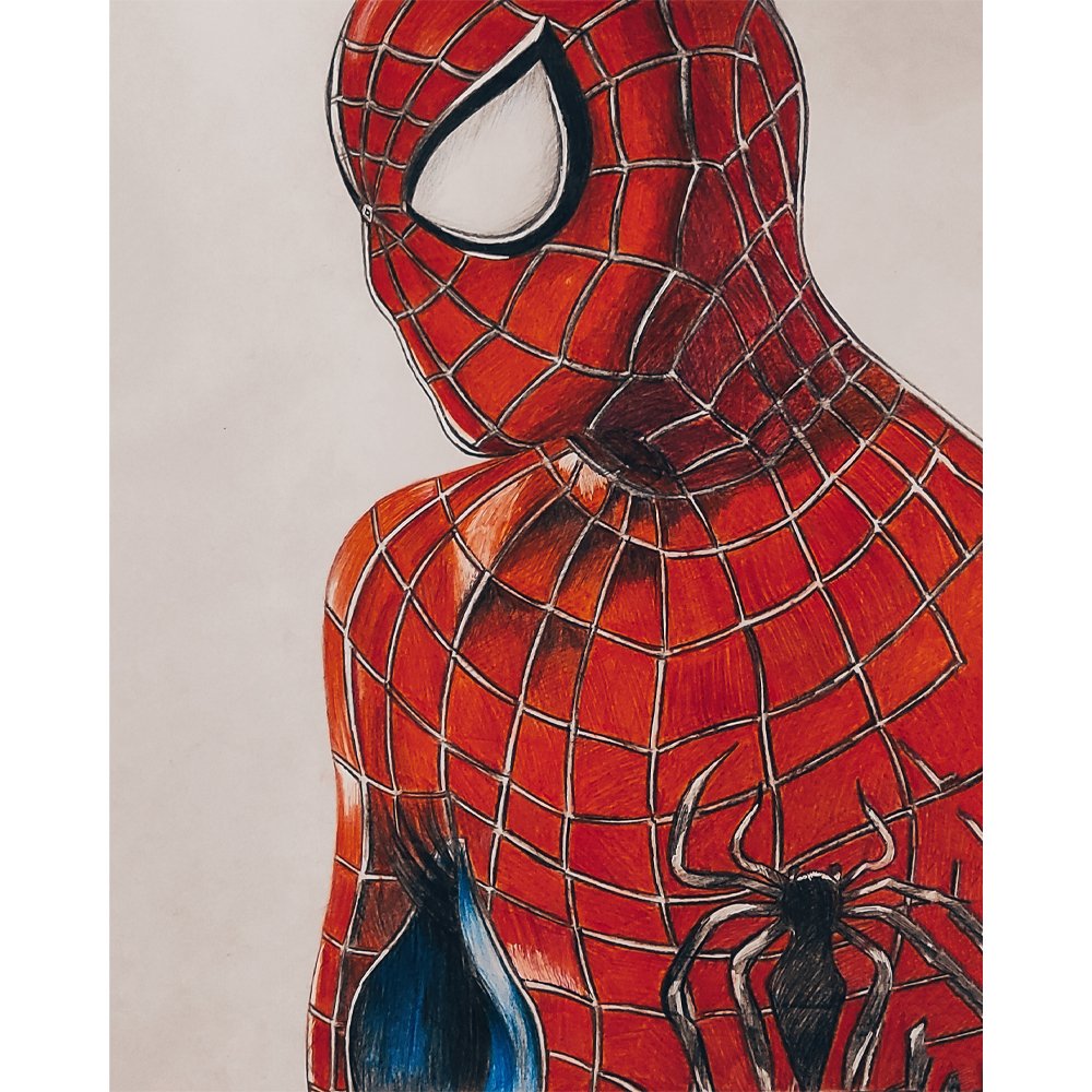 Spiderman Colour Pencil Sketch - Kreate- Painting