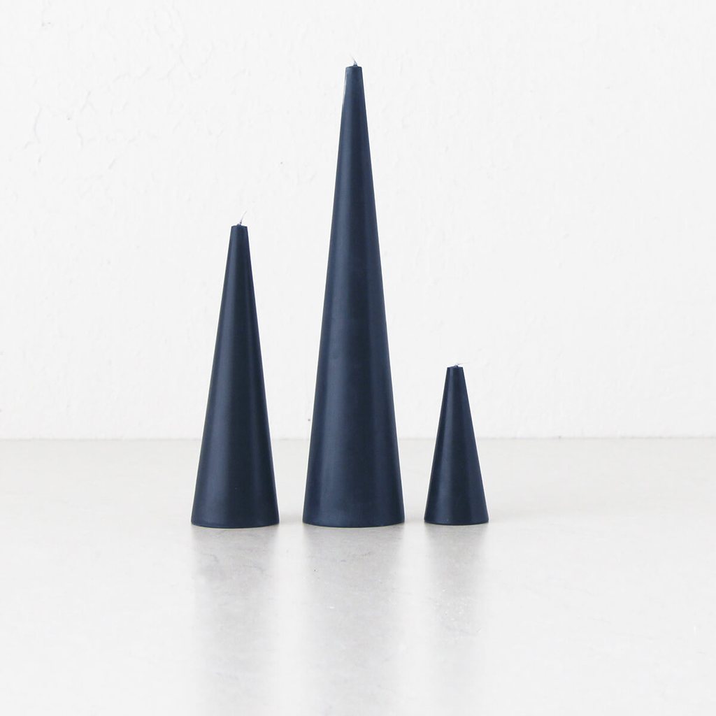 Spire Prussian Blue Candle (Set of 3) - Kreate- Candles & Holders
