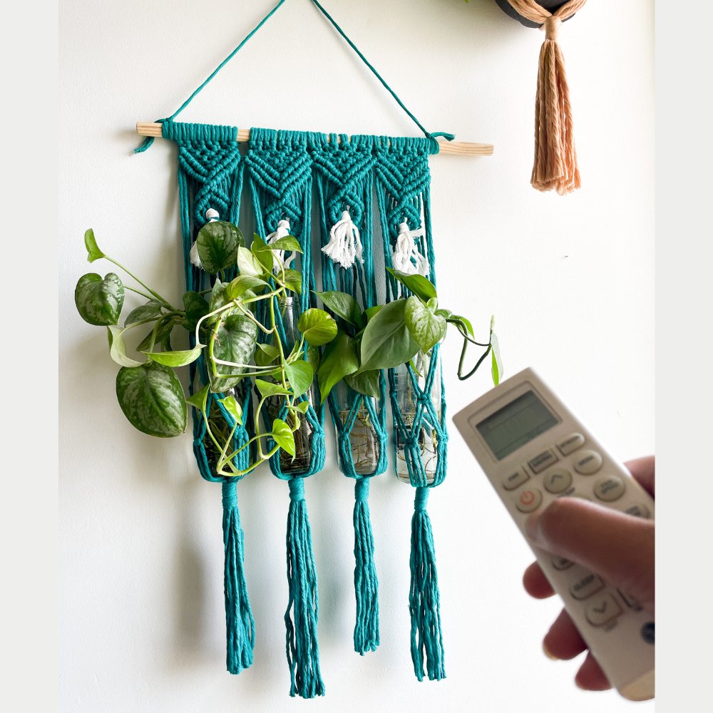 Story of Knots Green Macrame Wall Hanging Planter - Kreate- Planters & Pots