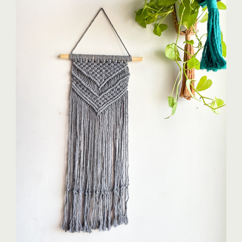 Story of Knots Grey Macrame Wall Hanging - Kreate- Wall Decor
