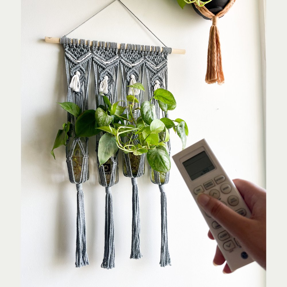 Story of Knots Grey Macrame Wall Hanging Planter - Kreate- Wall Decor