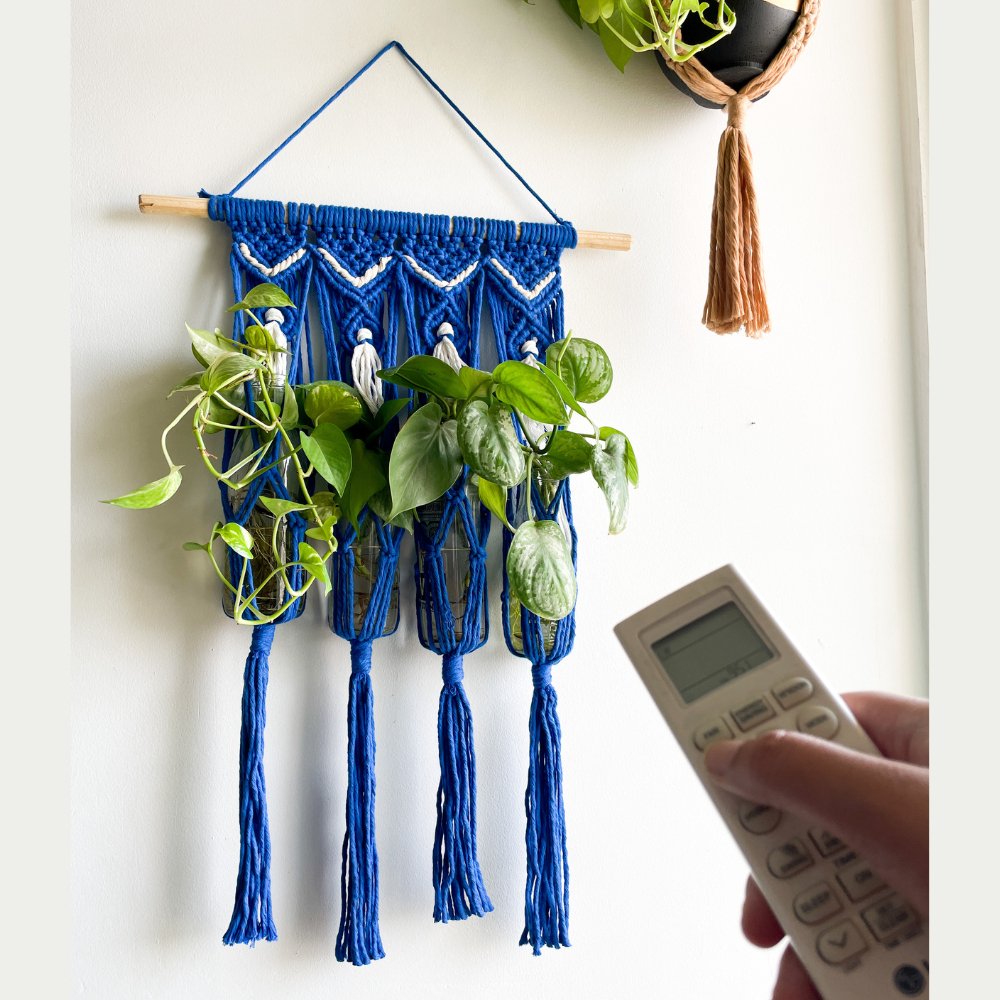 Story of Knots Navy Blue Macrame Wall Hanging Planter - Kreate- Wall Decor