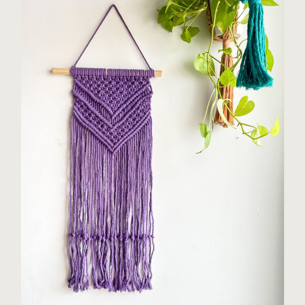 Story of Knots Purple Macrame Wall Hanging - Kreate- Wall Decor