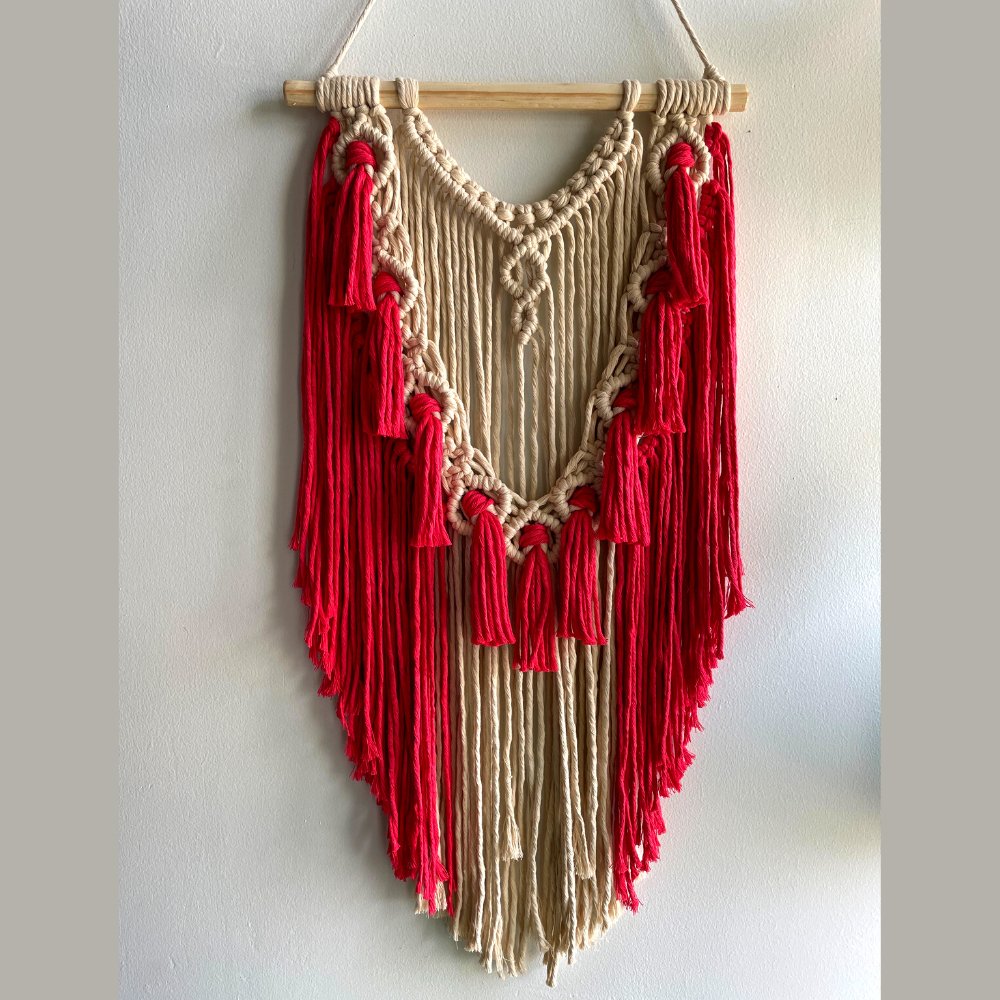 Story of Knots White and Dusty Pink Macrame Wall Hanging - Kreate- Wall Decor