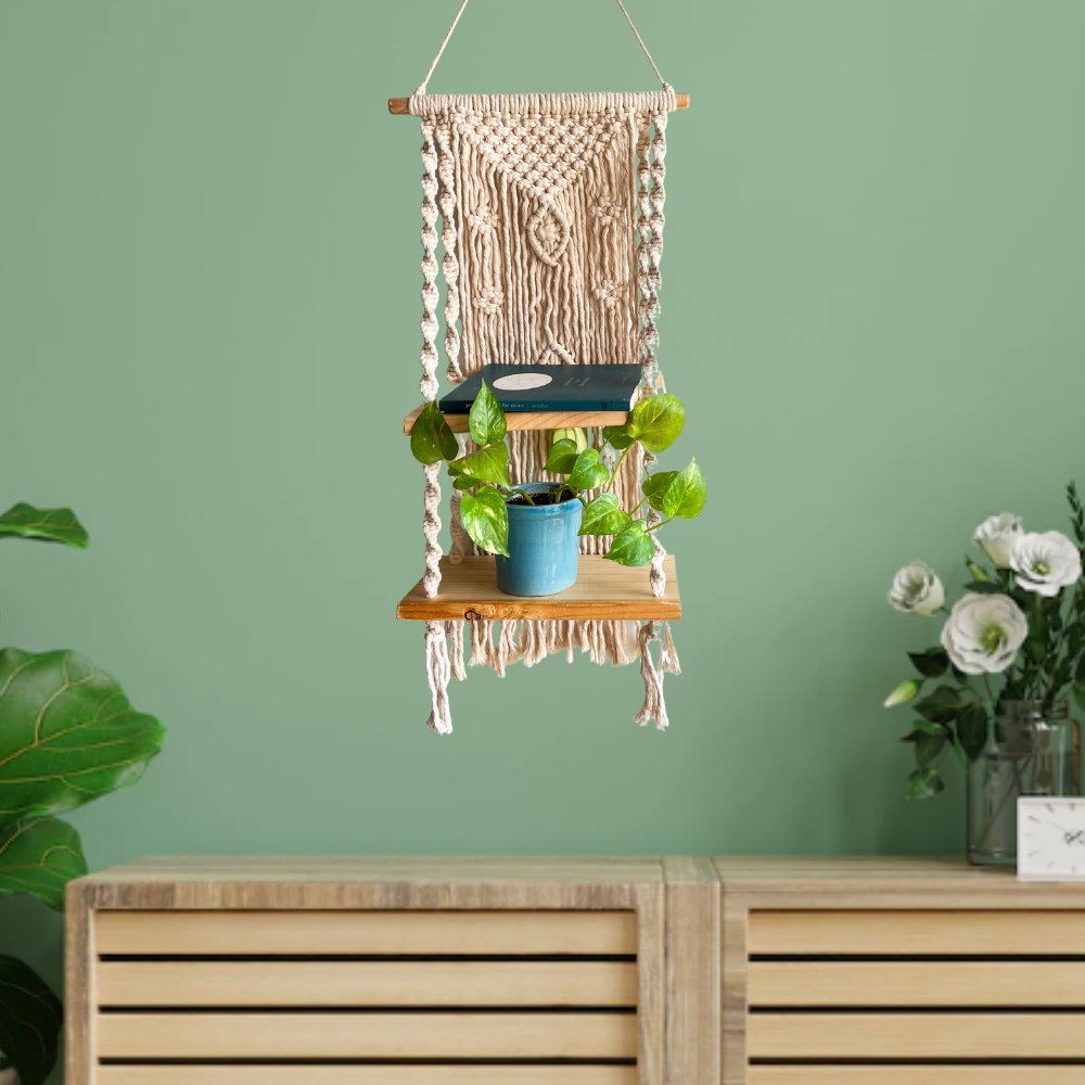Story of Knots White Macrame Wall Hanging Planter - Kreate- Wall Decor