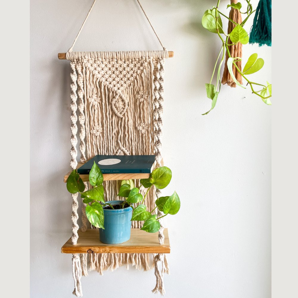 Story of Knots White Macrame Wall Hanging Planter - Kreate- Wall Decor