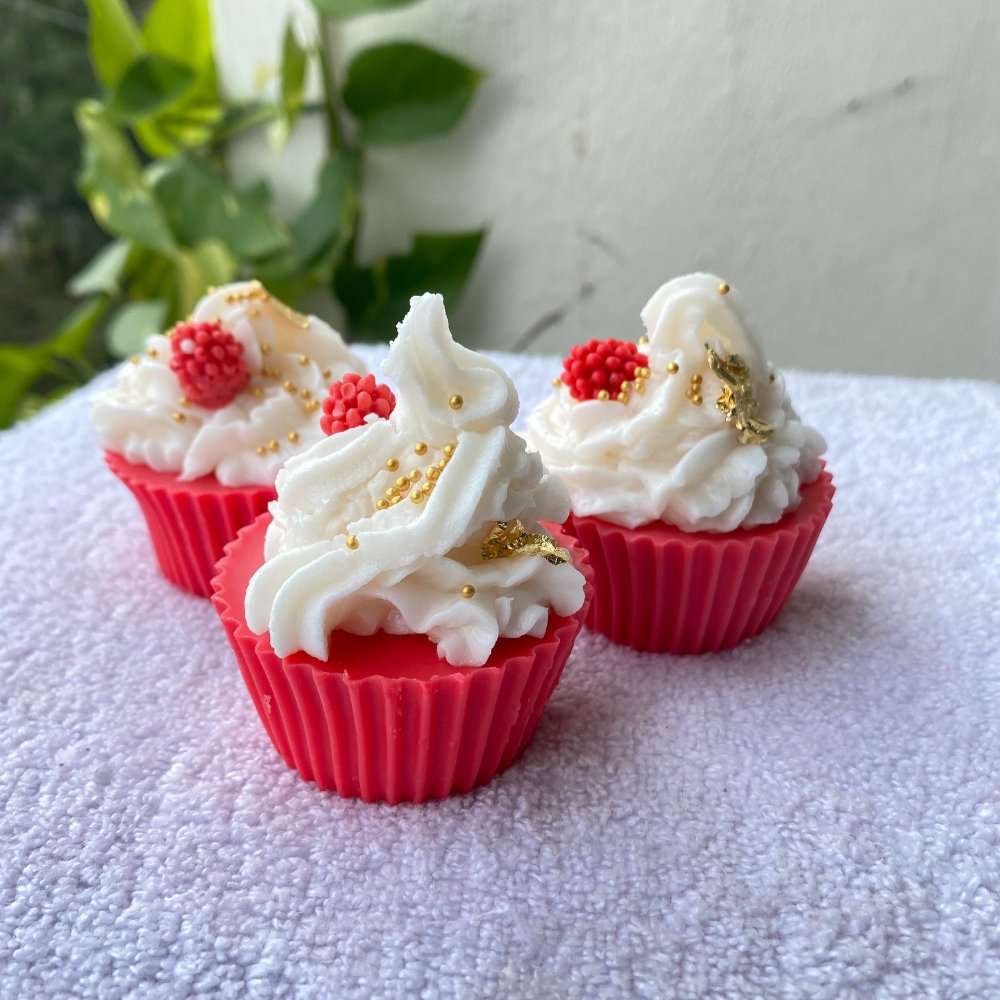 Strawberry Cupcake Candle (Set of 3) - Kreate- Candles & Holders
