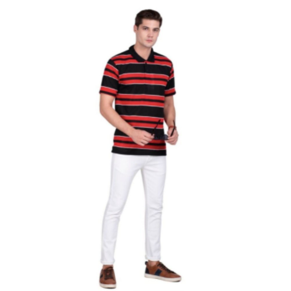 Striped and Collared T-shirt - Kreate- Shirts & T-Shirts