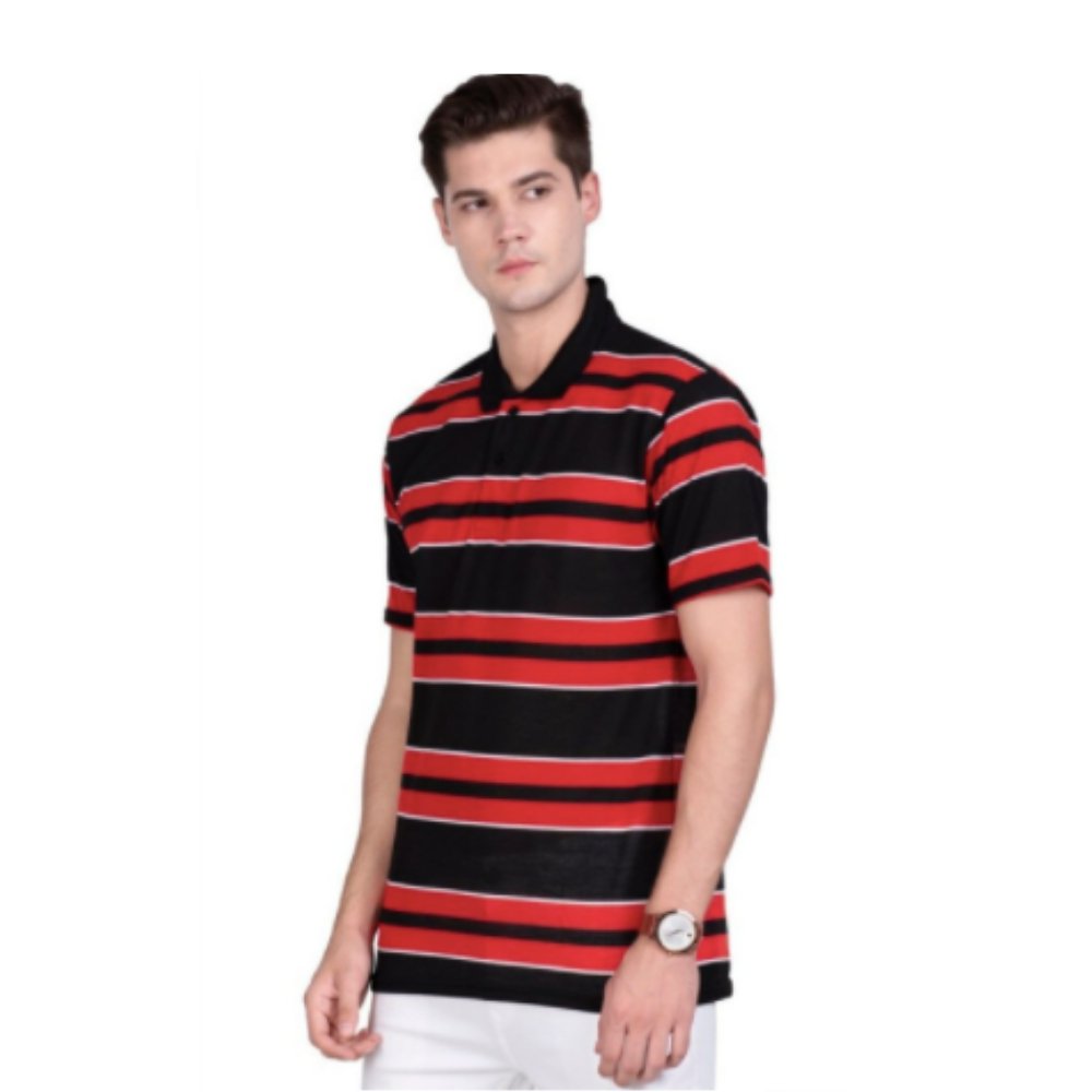 Striped and Collared T-shirt - Kreate- Shirts & T-Shirts