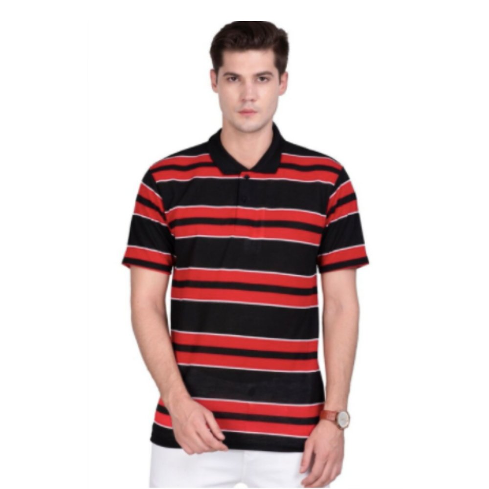 Striped and Collared T-shirt - Kreate- Shirts & T-Shirts