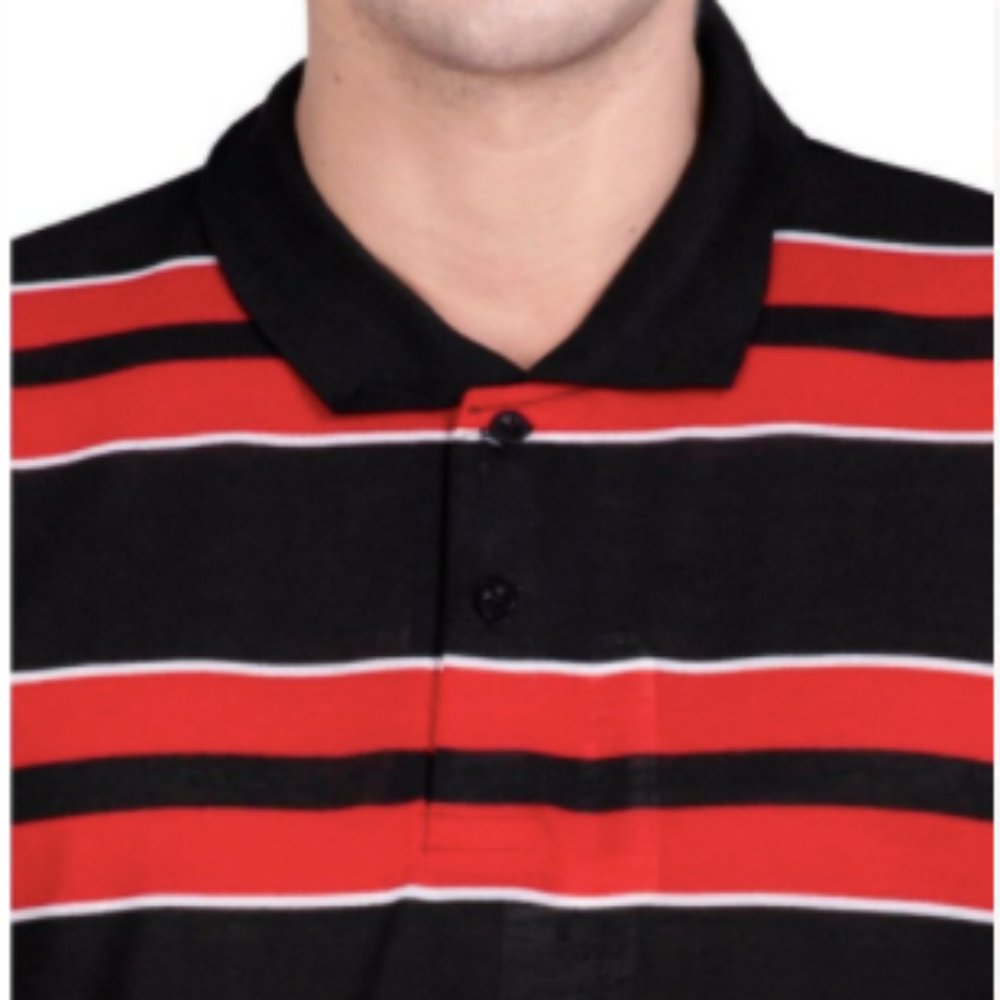 Striped and Collared T-shirt - Kreate- Shirts & T-Shirts