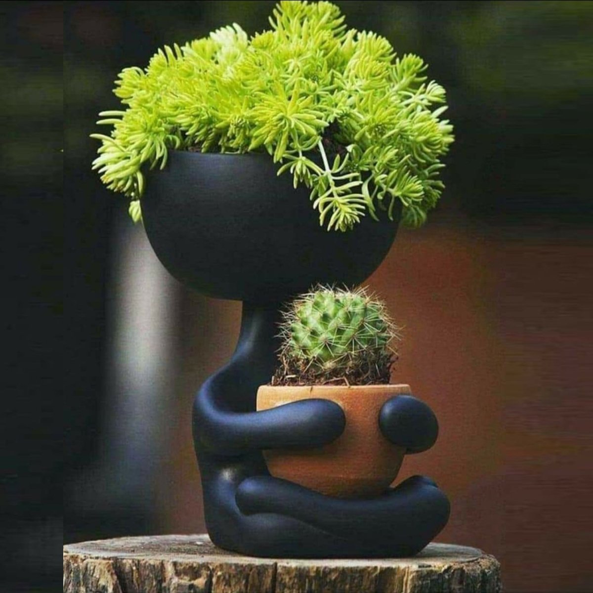 Stylish Seated Planters with Small Pots (Set of 2) - Kreate- Planters & Pots