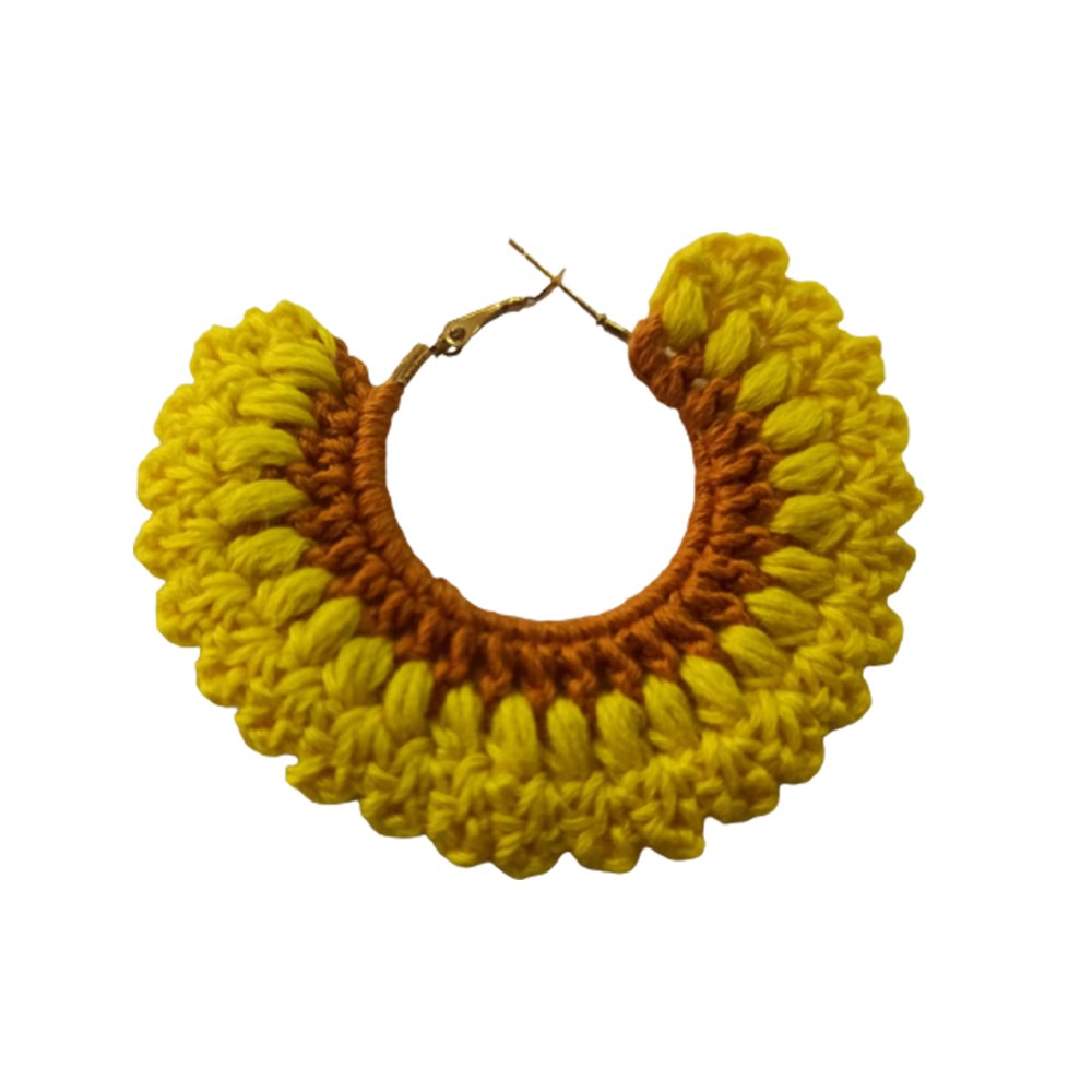 Sunflower Yellow Crochet Hoop Earring - Kreate- Earrings