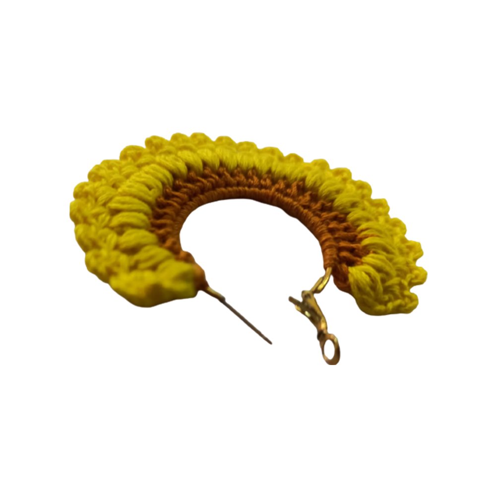 Sunflower Yellow Crochet Hoop Earring - Kreate- Earrings