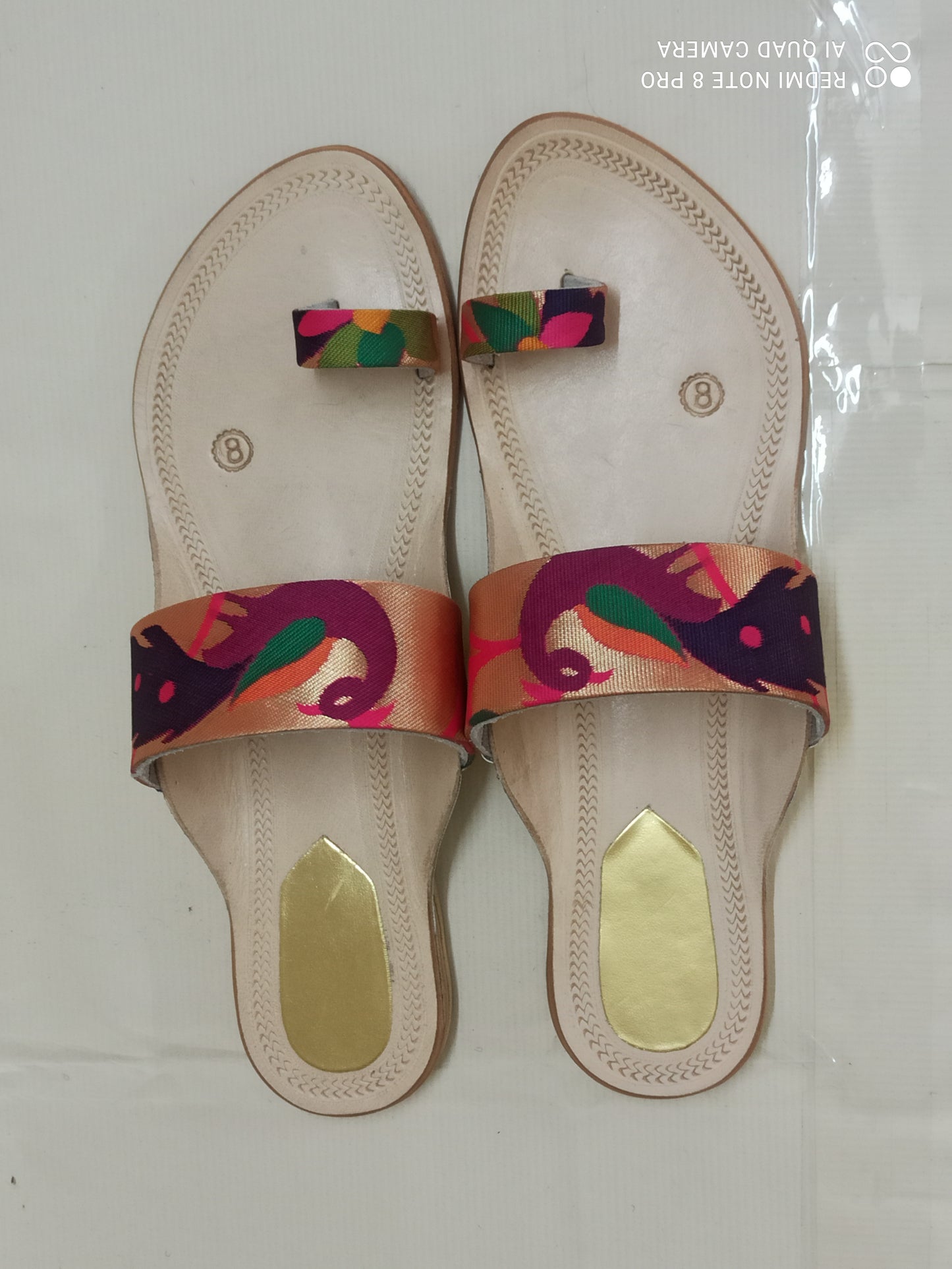 Paithani Designer Ladies Leather Footwear with vibrant, colorful straps and delicate detailing, ideal for everyday outings and special occasions.